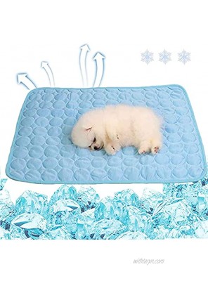 Pet Cooling Mat Washable Summer Kennel Mat Ice Silk Sleep Pad Breathable Self Cooling Sleeping Pad for Dogs Cats Animal Blue M