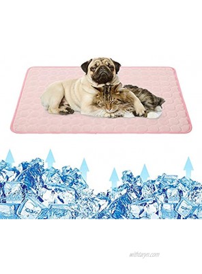 Pet Cooling Pads for Dogs Cats Ice Silk Folding Cooling Mats Summer Breathable Mats Large27.5×39.3 in Pink