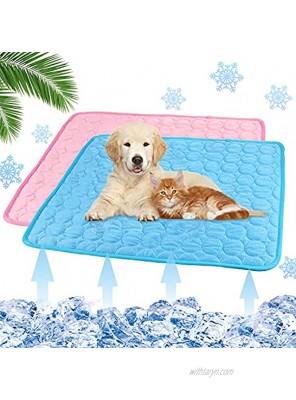 PETKNOWS 2 Pack Dog Cooling Mat Washable Self-Cooling Blanket for Dogs Cats Summer Portable & Breathable Pet Pad for Kennel Sofa Bed Floor