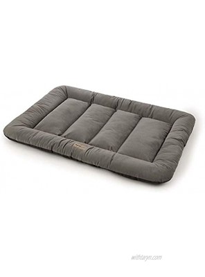 PoochPlanet CrateCloud Crate Mat Dog Bed Channeled Cushioned Durable Plush Soft for Crate and Kennel Gray Medium 31x22