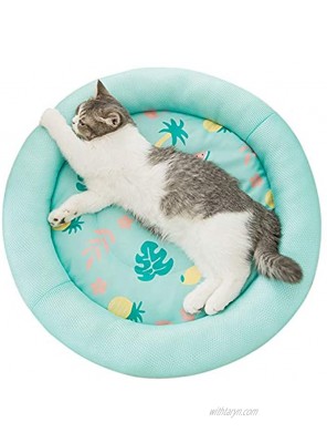 ROZKITCH Cooling Dog Bed Soft Summer Ice Pet Pad Cushion for Small Dog Sleeping Round Breathable Mat with Waterproof Cover and Bottom Non-Slip Back Washable Green 15.7 19.6 23.6 Dia.
