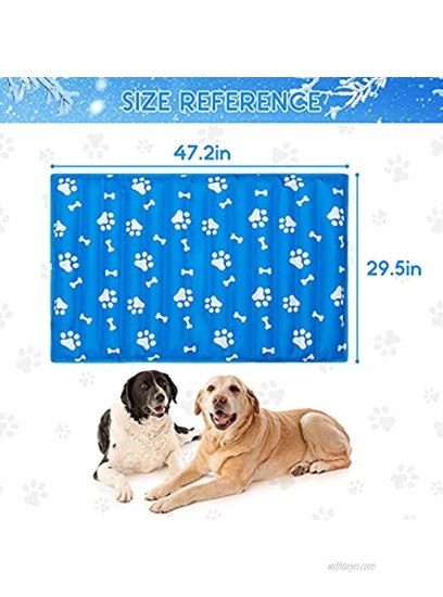 SCENEREAL Extra Large Dog Cooling Mat 47.2x29.5 Dog Summer Sleeping Bed Pad Water Injection Durable Paw Pattern Dog Mat for Small Medium Large Dogs Cats