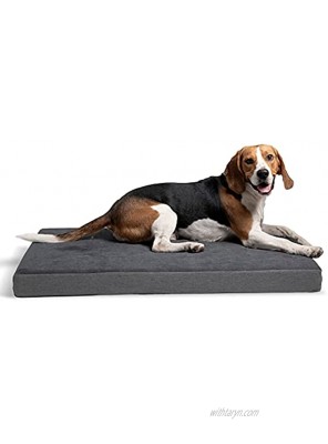WILD+ Memory Foam Dog Bed Machine Washable Dog Crate Bed Orthopedic Joint Relief Dog Bed Mat with Removable Cover and Water-Resistant Lining Dog Bed for Small Medium Large Dogs