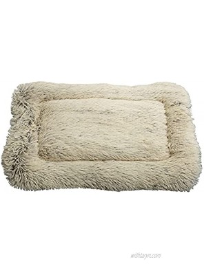 WINDRACING Faux Fur Dog Bed Crate Mat Soft Plush Calming Pet Mattress for Large Medium Dog Warming Cozy Anti Anxiety Non-Slip Machine Washable Dog Cushion for Kennel Pad