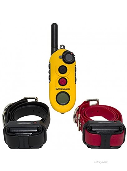 Bundle of 2 Items E-Collar EZ-902-1 2 Mile Remote Wireless Rechargeable Waterproof Two Dog Trainer Static Vibration and Sound Stimulation Collar with PetsTEK Dog Training Clicker