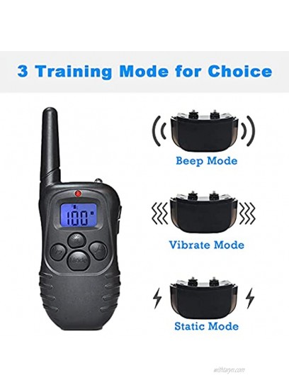 Dog Shock Collar with Remote Rechargeable Dog Training Collar with Vibration Shock Beep Modes Waterproof Ecollar Dog Training Collar with 1000ft Range Shock Collar for Small Medium Large Dogs