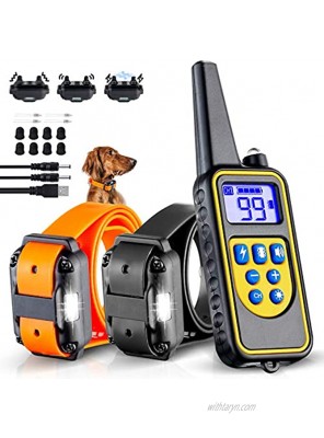 Dog Training Collars for 2 Dogs Dog Shock Collar with Remote 880yards 3 Modes Beep Vibration Shock IPX7 Waterproof LED Light USB Charging Dog Bark Collar for Training Small Medium Large Dogs