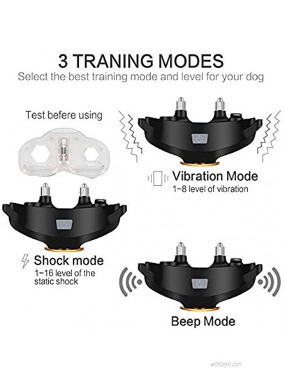 ELLASSAY Dog Training Shock Collar with Beep Vibra Electric Shock ，100% Waterproof Rechargeable Training Collar Up to 1000Ft Remote Shock Electric Collar for Small Medium Large Dogs