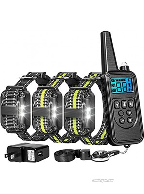 FunniPets Dog Training Collar for 3 Dogs 2600ft Range Dog Shock Collar with Remote Waterproof Electronic Dog Collar for Medium and Large Dogs with 4 Training Modes Light Static Shock Vibration Beep