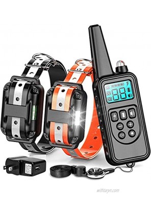 GLEMEB Shock Collars for 2 Dogs with Remote,Waterproof Training E Collar with 4 Training Modes Light Shock Vibration Beep for Medium and Large Breed Dogs,Long Range up to 2600Ft