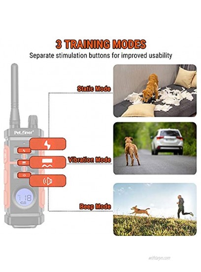 Petrainer PET616A-3 Waterproof dog training collar with remote electric collar for dogs with Beep Vibrate Static Rechargeable Dog Training Collar