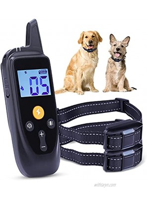 Shock Collar for Dogs Breed,2 Receiver Rechargeable Shock Collars for Dogs with Remote,Bark Collar with Beep Vibration Shock Modes,Electronic Dog Training Collars for Large,Medium,Small Dogs