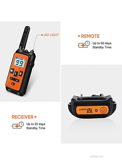 WOPET Dog Training Collar Dog Shock Collar with Remote 3 Channels w 3 Training Modes Beep Vibration and 99 Shock Level up to 1500Ft Long Range for Small Medium Large Dogs