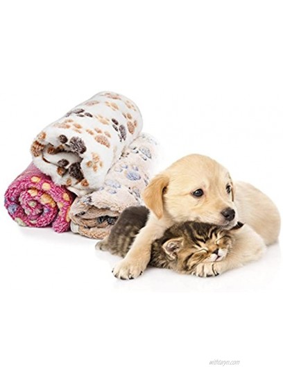 2 Pack Super Soft Premium Fluffy Pet Dog Blanket kiwitatá Cute Fleece Paw Print Throw Blanket for Kitties PuppiesLarge