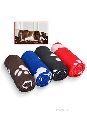 4Pack Dog Blanket Juqiboom Cat Soft Warm Fleece Bed Cover Mat Fluffy Blanket with Cute Paw Print for Puppy Kitten Home Using Camping Mat Car seat