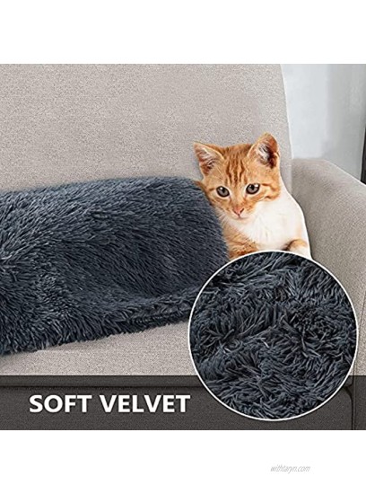 CAROMIO Fluffy Dog Blanket for Small Dogs Dog Couch Cat Blankets for Indoor Cats Waterproof Puppy Blankets Faux Fur Puppy Snuggle Blanket Bed Cover for Car Dark Grey 24×30
