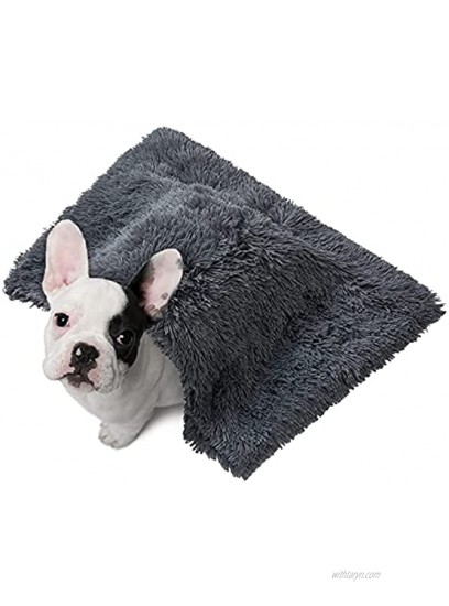 CAROMIO Fluffy Dog Blanket for Small Dogs Dog Couch Cat Blankets for Indoor Cats Waterproof Puppy Blankets Faux Fur Puppy Snuggle Blanket Bed Cover for Car Dark Grey 24×30