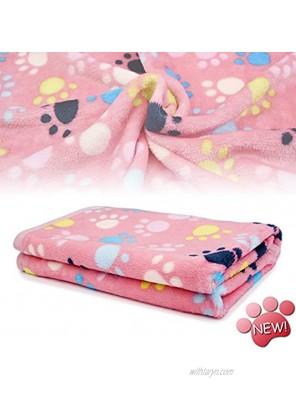 KIWITATA Puppy Dog Blanket Warm Dog Cat Fleece Sleep Blankets Pet Mat Bed Cover with Paw Print Soft for Kitties Puppies and All Small Animals