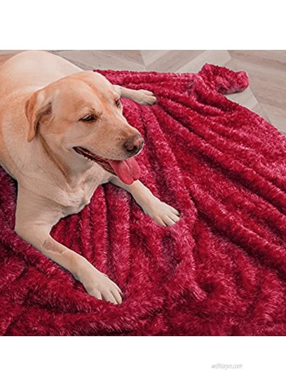 Macevia Fluffy Fleece Dog Blankets Fuzzy Pets Blankets for Puppy Small Medium Large Dogs and Cats Plush Pet Throws for Bed Couch Sofa Travel 40x60 Inch Wine