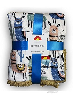 Pureblocker Waterproof Pet Blanket Couch Protector Dog Bed Cover Car seat and Furniture Protector 27x40 Inches Perky Llama Reversible Sherpa Fleece Flannel