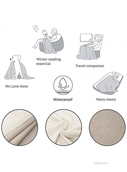 W-ZONE Waterproof Dog Bed Cover Pet Blanket for Furniture Bed Couch Sofa Reversible 5282 Cream+Beige
