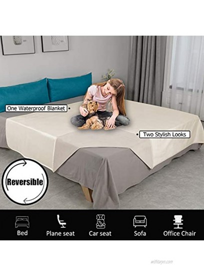 W-ZONE Waterproof Dog Bed Cover Pet Blanket for Furniture Bed Couch Sofa Reversible 5282 Cream+Beige