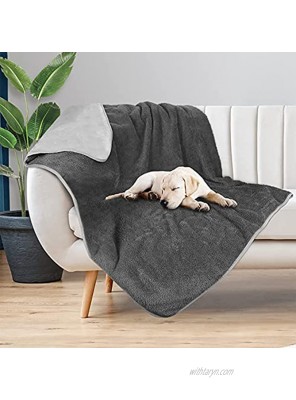 Waterproof Dog Blanket for Couch Reversible Design 40x50 Liquid Proof Pet Blanket for Sofa Soft Warm Flannel Sherpa Sleep for Dog Cat Waterproof Dog Bed Cover Machine Washable