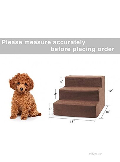 Delxo High Density Foam 3 Tier Pet Stairs,Comfy Micro Suede Pet Steps with Machine Washable Zippered Removable Cover with Anti-Slip Black Dot Bottom Loads 44lbs