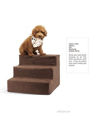 Delxo High Density Foam 3 Tier Pet Stairs,Comfy Micro Suede Pet Steps with Machine Washable Zippered Removable Cover with Anti-Slip Black Dot Bottom Loads 44lbs