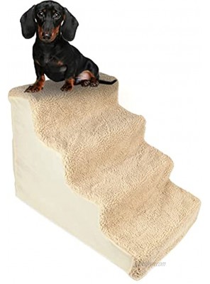 Flantor Dogs Steps 4 Step Dog Stairs Plastic Dog Step for Climbing Sofa and Bed Non-Slip Wide Pet Stairs with Washable Cover Indoor Pet Steps for Small Dogs & Cats