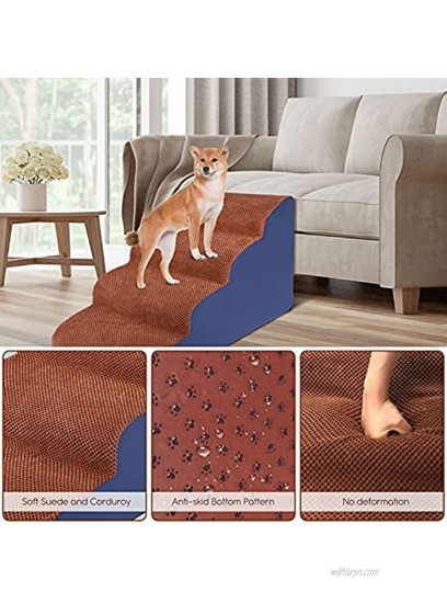 Kphico Dog Stairs 4-Step Ramp Pet Steps-Non-Slip High Density Foam Pet Ladder Stairs,Portable Older Dogs,Cats and Small Pets Send 1PC Dog Toy Rope