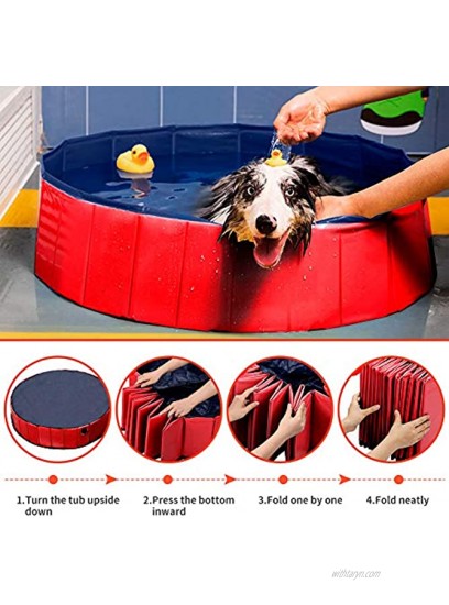 Achort PVC Pet Dog Pool Pet Dog Swimming Pool 48''x12'' Portable Foldable Pool Dogs Cats Bathing Tub Collapsible Non-Slip Puppy Bathing Tub Kid Ball Water Pond Kiddie Pool for Garden Bathroom Outdoor
