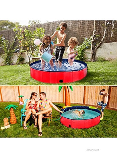 Achort PVC Pet Dog Pool Pet Dog Swimming Pool 48''x12'' Portable Foldable Pool Dogs Cats Bathing Tub Collapsible Non-Slip Puppy Bathing Tub Kid Ball Water Pond Kiddie Pool for Garden Bathroom Outdoor