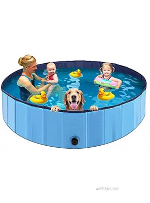 ALLADINBOX Foldable Dog Pet Bath Pool 63'' Diameter Large Collapsible Wading Pool Pits Ball Pool Portable Bathing Swimming Tub XL Kiddie Pool for Dogs Cats Indoor & Outdoor Use