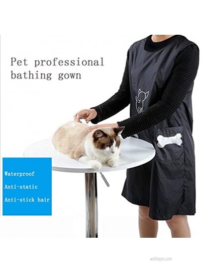 Bestmemories Pet Grooming Aprons Pet Bathing Gown Cat Dog Waterproof Haircutting Grooming Clothes Pet Grooming Smock with Pockets