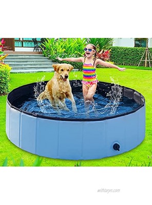 BIBIEN Dog Pool Foldable 32'',48'' Dog Paddling Pool Bath Pool Dog Pet Bathing Tub Thick Kiddie Pool for Dogss & Cats Slip-Resistant Collapsible Pet Pool for Outdoor & Indoor