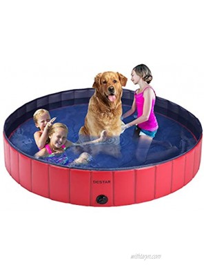 DEStar PVC Foldable Pet Swimming Pool Outdoor Bathtub with Protective Lining for Dogs and Kiddies