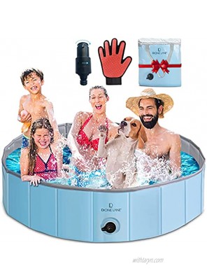 DIONE LANE Foldable Dog Pool Made Extra Thick Hard Plastic Kiddie Pool for Kids and Dog Swimming Pool Toddler Baby Plastic Pool for Kids and Dogs Pet Pool Small Outdoor Pool Dog Bath Tub