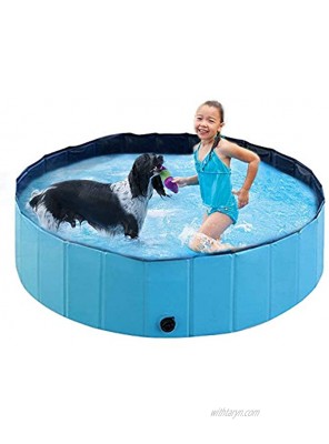 Foldable Dog Pool for Large Dogs KizmetKare Portable Kiddie Pool Plastic Pet Bath Tub Outdoor Dog Swimming Pool XL 63" X12"