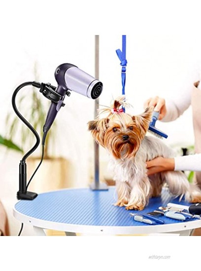 Ideashop Pet Hair Dryer Holder 360 Degrees Rotatable Hands Free Pet Hair Dryer Stand Aluminium Magnesium Alloy Gooseneck Three-Jaw Bracket with Adjustable Clamp Mount for Dog Cat Grooming Black