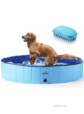 iPettie Foldable Dog Pool Collapsible Dog Pool Dog Swimming Pools for Small Dogs Kiddie Pool for Dogs Cats & Kids