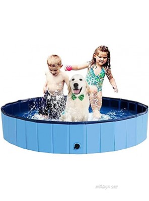 Kurala Foldable Dog Pool Slip-Resistant Kiddie Pool Outside Dog Pool for Large Dogs 63'' 48'' 32'' Diameter Collapsible Pet Dog Kids Swimming Pool
