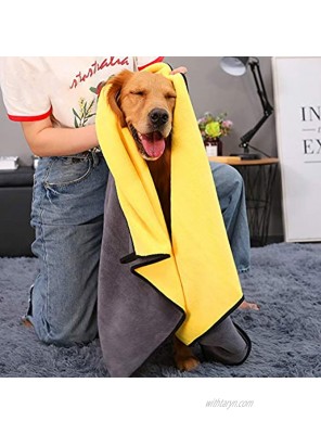 Kwispel Dog Bath Towel Super Absorbent Microfiber Dog Towel for Small Medium Large Dogs and Cats Yellow & Grey