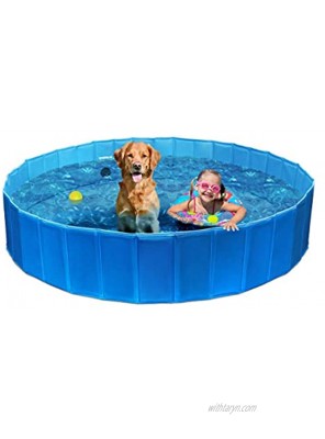 Large 63" x 12" Foldable Dog Bath Pool Dog Swimming Pool Pet Bathing Tub Pet Pool Bathing Tub for Dogs Cats Kids