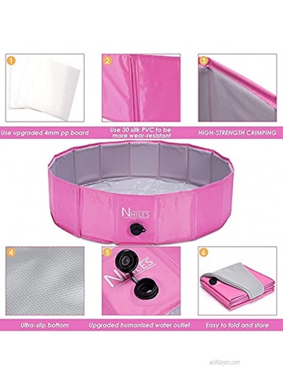 NHILES Portable Pet Dog Pool Collapsible Bathing Tub Indoor & Outdoor Foldable Leakproof Cat Dog Pet SPA for Dogs Cats and Kids