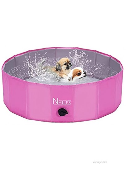 NHILES Portable Pet Dog Pool Collapsible Bathing Tub Indoor & Outdoor Foldable Leakproof Cat Dog Pet SPA for Dogs Cats and Kids