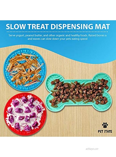 PET STATE Lick Mat for Dog Boredom and Anxiety Reducer for Dog Bath 3 Pcs Dog Slow Feeder Super Strong Suction on Wall Dog Peanut Butter Lick Pad BPA Free and Non-Toxic