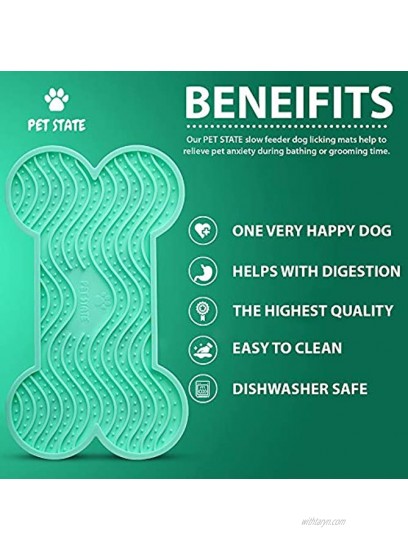 PET STATE Lick Mat for Dog Boredom and Anxiety Reducer for Dog Bath 3 Pcs Dog Slow Feeder Super Strong Suction on Wall Dog Peanut Butter Lick Pad BPA Free and Non-Toxic