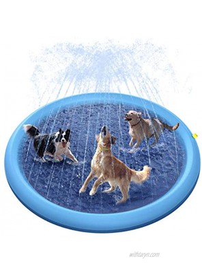 Peteast Splash Sprinkler Pad for Dogs Dog Bath Pool 51in 59in 67in Thickened Durable Bathing Tub Pet Summer Outdoor Water Toys