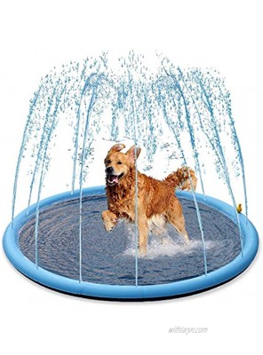 Splash Sprinkler Pad for Dogs Kids 59" Thicken Dogs Pet Kids Swimming Pool Bathtub 2020 New Pet Summer Backyard Playset & Water Toys Gift for Kids Toddlers and Dogs